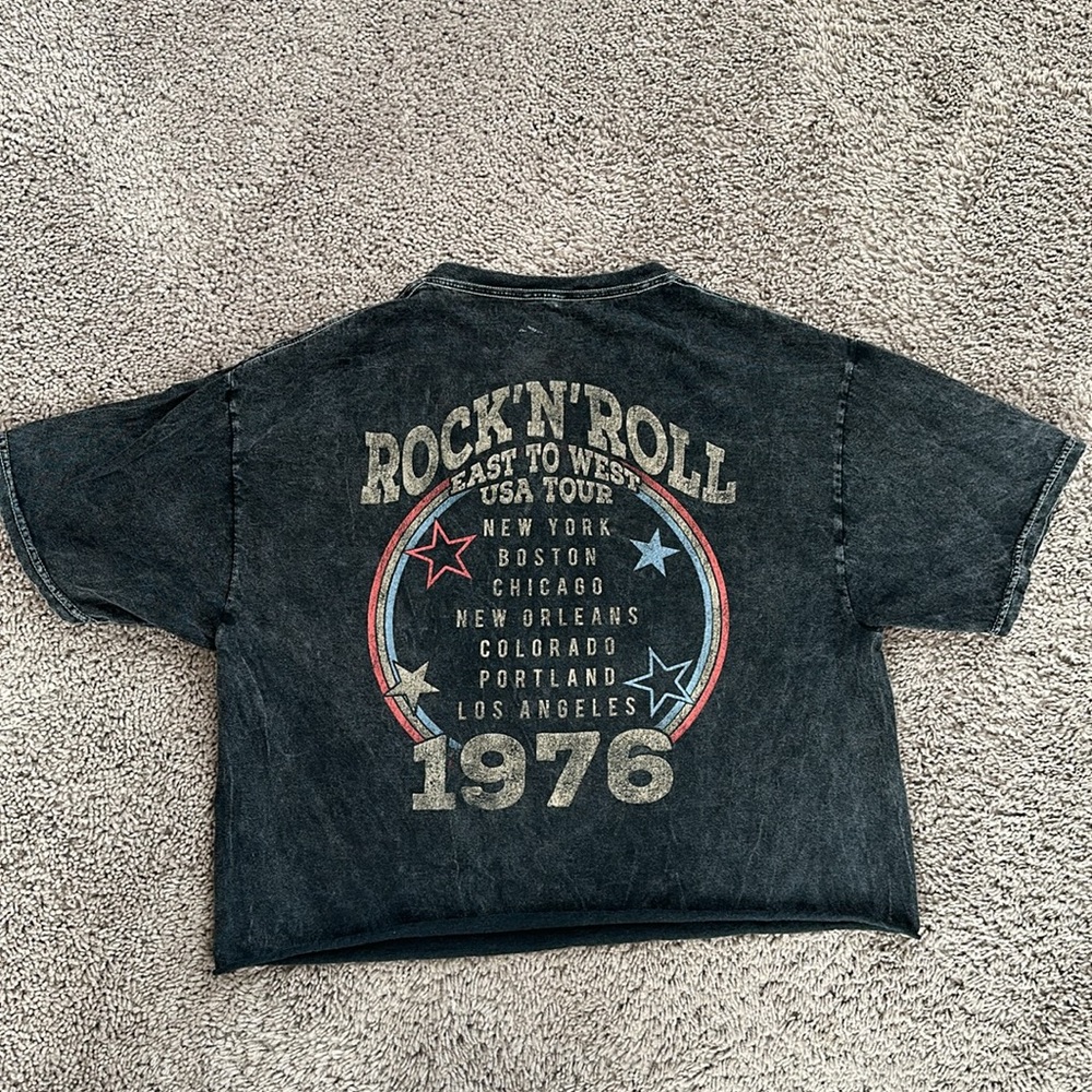 Fifth Sun Rock N Roll 1976 vintage style crop top with eagle easy to west tour - Picture 4 of 10